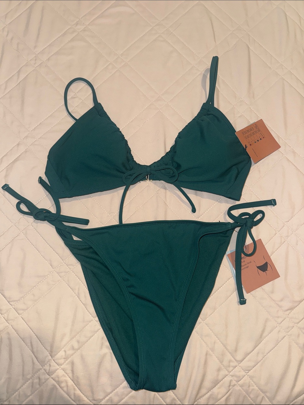 Green Tie-Side Bikini Set - Women's Swim